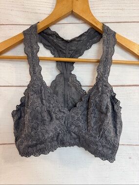 Felina Gray Lace Racerback Bralette - Women Intimates Medium